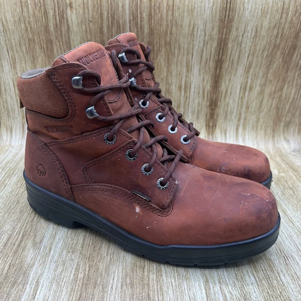 Wolverine Durashocks Men's‎ Size 8.5M Brown Leather Work Boots Shoes W02053